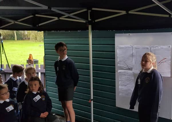 Sprouston Primary pupils give their findings on the week's weather