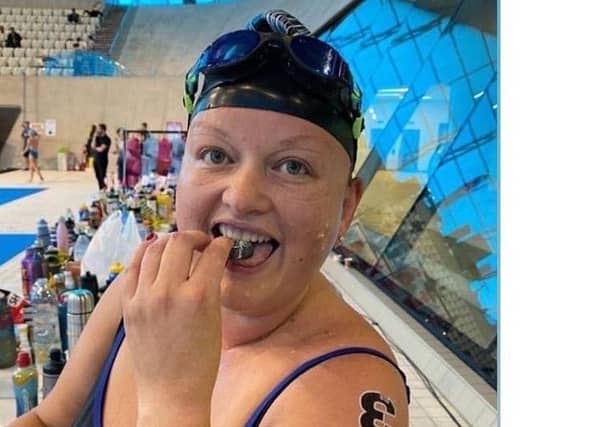 Tracey Davidson during her 10km swim challenge.