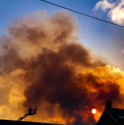 Peebles High School Fire. Photograph: Dan Tarrant.