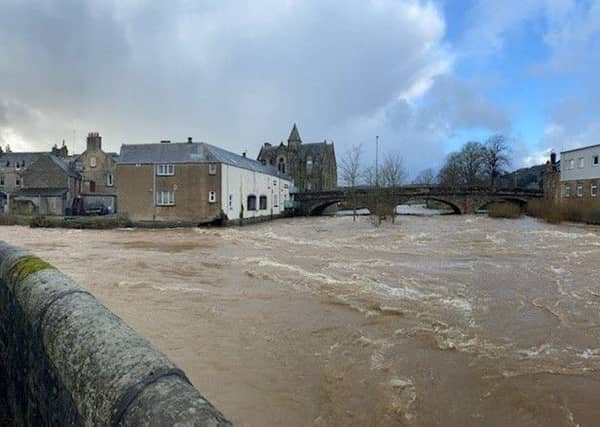 The River Teviot at Hawick today.